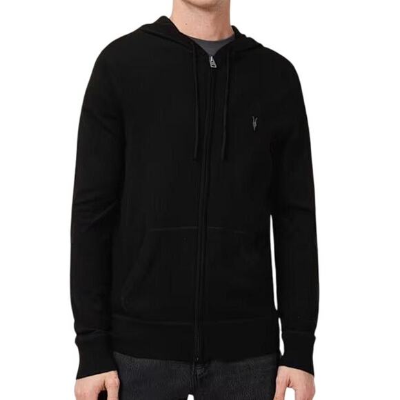 ALLSAINTS Other - ALLSAINTS Men's Mode Merino Zip Up Ramskull Hoodie Size L In Black